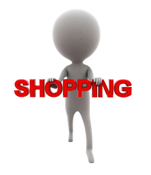 Uomo Shopping Concept Sfondo Bianco Vista Angolo Anteriore — Foto Stock