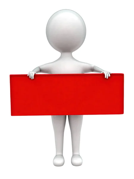 Homem Segurando Bandeira Vermelha Mãos Conceito Fundo Isolado Branco Vista — Fotografia de Stock