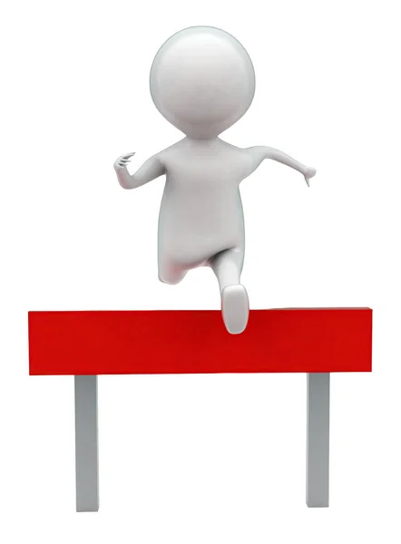 Man Jumping Hurdles Concept White Isolated Background Side Angle View — Stock Photo, Image