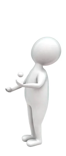 Людина Лоскоче Концепцію Маленьких Кульок Білому Ізольованому Фоні Рендеринг Вид — стокове фото