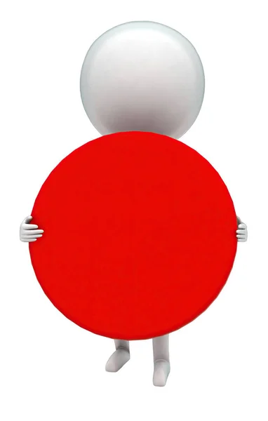 Adam Beyaz Izole Arka Planda Yan Görüş Açısı Kırmızı Daire — Stok fotoğraf