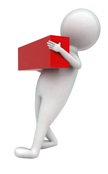 Man Lifting Heavy Box Concept White Isolated Background Top Angle — Stock Photo, Image