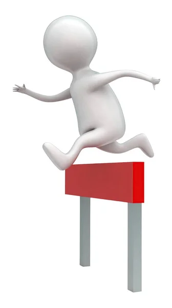 Mann Springen Hürden Konzept Weiß Isoliert Hintergrund Ansicht Von Oben — Stockfoto