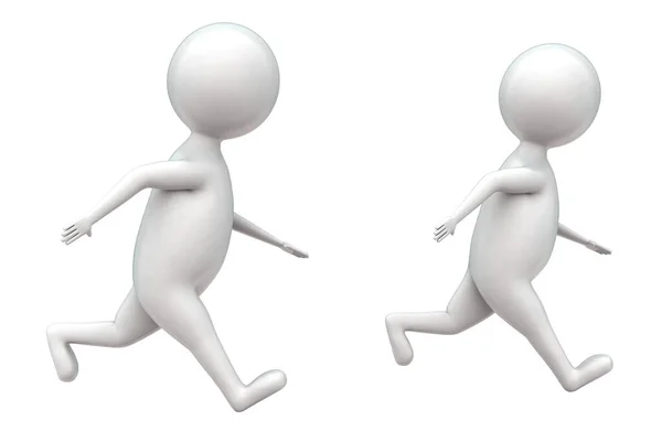 Männer Laufkonzept Weiß Isoliert Hintergrund Rendering Seitenwinkelansicht — Stockfoto