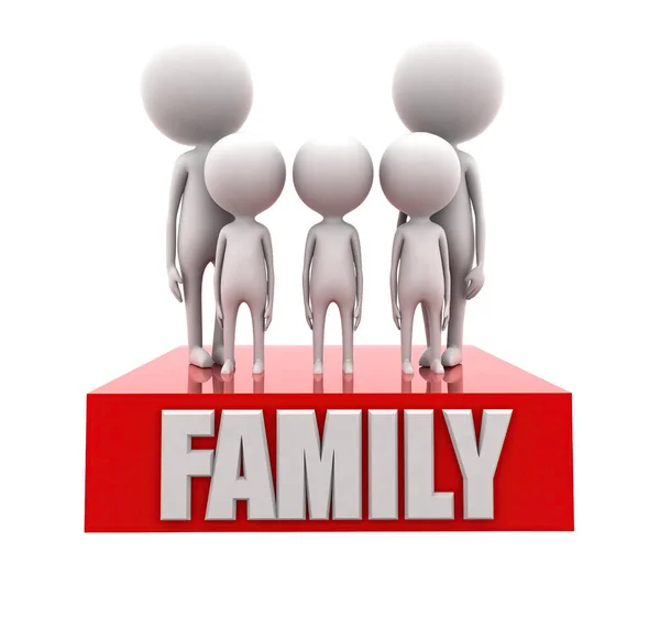 立体人 家庭联盟概念上孤立的白色背景前 角视图 — 图库照片