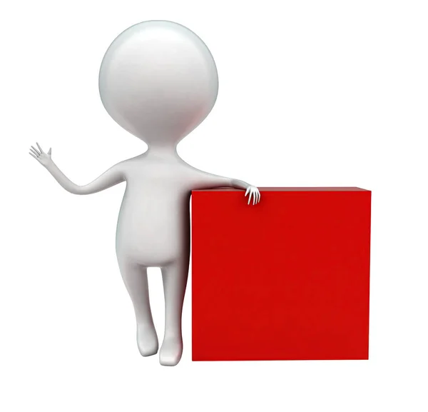 Człowiek Przedstawiające Czerwone Pole Koncepcja Białym Tle Renderingu Przednie Kąt — Zdjęcie stockowe