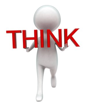 3D adam beyaz izole arkaplanda el yazısı kavramı ile çalışıyor - 3D görüntüleme, ön açı görünümü