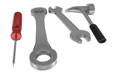 Beyaz izole arkaplanda zemin kavramı üzerine 3d araçlar - 3d görüntüleme, ön açı görünümü