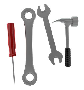 Beyaz izole arkaplanda zemin konsepti üzerine 3d araçlar - 3d görüntüleme, üst açı görünümü