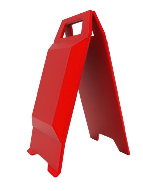 Beyaz izole arkaplanda 3d uyarı panosu kavramı - 3d görüntüleme, kenar açı görünümü