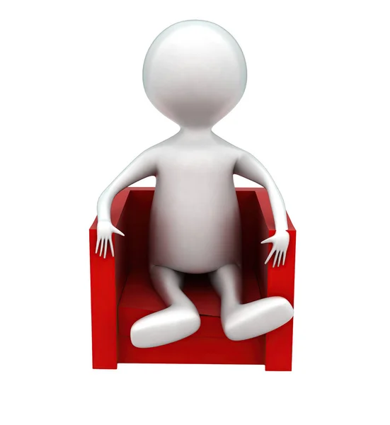 Человек Сидящий Диване Белом Изолированном Фоне Рендеринг Вид Спереди — стоковое фото