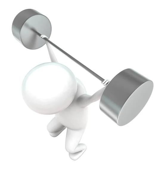 Man Tillen Dumbell Concept Wit Geïsoleerde Achtergrond Rendering Bovenhoek Uitzicht — Stockfoto
