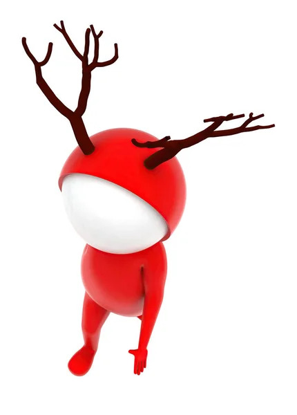 Man Wearing Reindeer Suit Concept White Isolated Background Rendering Top — стоковое фото