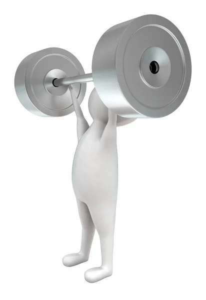 Man Oefenen Met Dumbell Concept Wit Geïsoleerde Achtergrond Rendering Zijaanzicht — Stockfoto