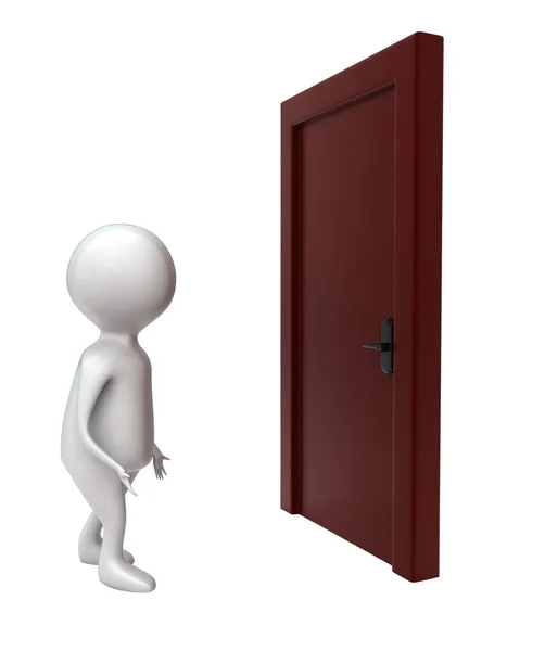 Man Going Open Door Concept White Isolated Backround Side Angle — Stock Photo, Image