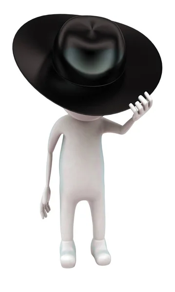Hombre Con Concepto Sombrero Fondo Blanco Aislado Representación Vista Ángulo —  Fotos de Stock