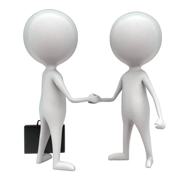 Men Handshaking Eachother Concept White Isolated Background Rendering Front Angle — Stock Photo, Image