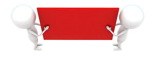 Muži Nesoucí Červenou Krabici Ruce Koncept Bílém Izolovaném Pozadí Vykreslování — Stock fotografie