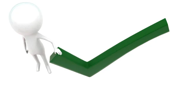 Man Presenteren Groene Teek Concept Wit Geïsoleerde Achtergrond Rendering Top — Stockfoto