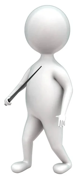 Man Met Een Stok Hand Concept Witte Geïsoleerde Achtergrond Rendering — Stockfoto