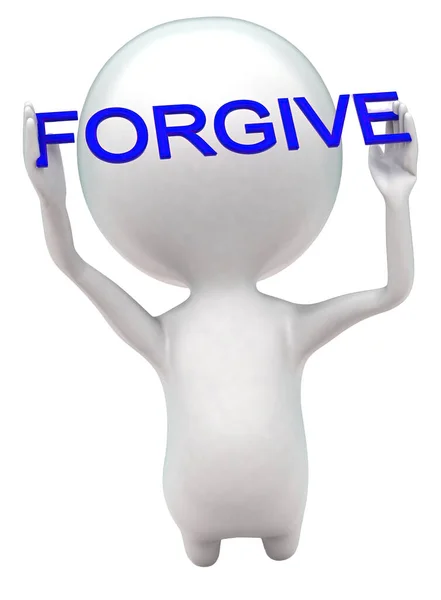 Man Knee Holding Forgive Text Concept White Isolated Background Rendering — Stock Photo, Image
