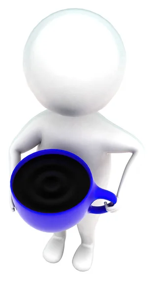 Mann Mit Einer Tasse Kaffee Der Hand Weiß Isoliert Hintergrund — Stockfoto