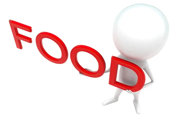 Man Holding Food Text Concept White Isolated Background Rendering Vista — Foto Stock