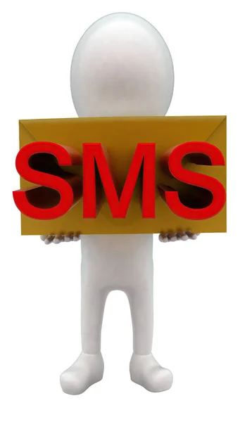 Hombre Sosteniendo Mensaje Letra Las Manos Con Texto Sms Concepto —  Fotos de Stock