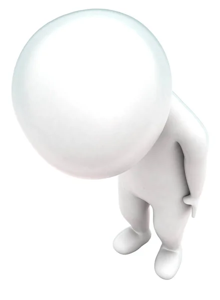 3D男子站在白色孤立的背景下向下看概念 顶部视角 — 图库照片