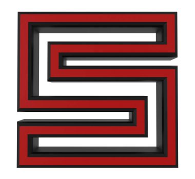 S büyük harfi beyaz arkaplanda izole edilmiş tekno metin - 3d oluşturma