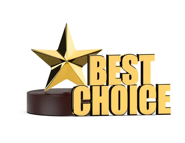 3D yıldız podyumu ve beyaz arkaplanda izole edilmiş en iyi seçim konsepti - 3D görüntüleme