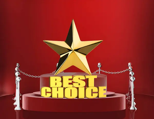 3d yıldız ve beyaz arkaplanda izole edilmiş en iyi seçim podyumu - 3d görüntüleme