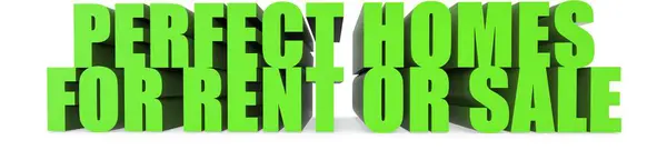 Kiralık ya da İndirimli Mükemmel Evler beyaz arka planda izole edilmiş 3 boyutlu 3D metin