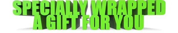 Özelliklede Senin İçin Bir Hediye Paketlendi Beyaz arkaplanda izole edilmiş 3D metin