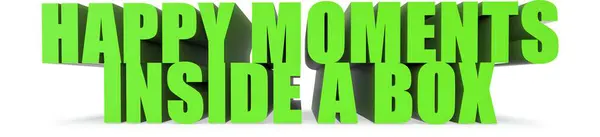 Bir Kutu 3D metin içinde Mutlu Anlar beyaz arkaplan- 3d görüntüleme