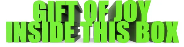 Bu kutunun içindeki Neşe Hediyesi 3D metni beyaz arkaplanda izole edilmiş. 3D görüntüleme