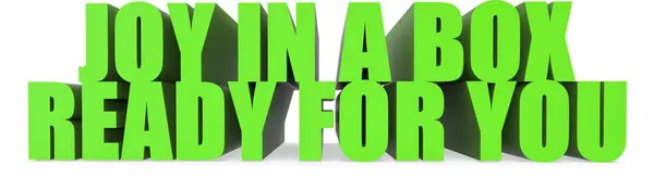 Kutudaki Neşe sizin için hazır. Beyaz arkaplanda izole edilmiş 3D metin.