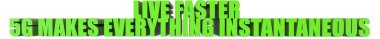 Live Faster 5g, her şeyi anında 3D metin haline getiriyor. Beyaz arkaplan- 3D görüntüleme