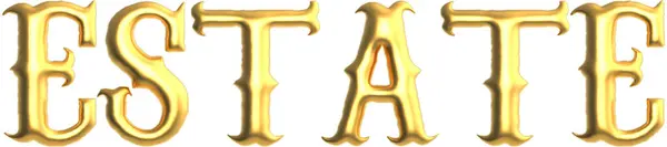 Özellik altın metni beyaz arkaplanda izole edildi, 3d görüntüleme