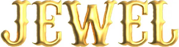 Mücevher altın metni beyaz arkaplanda izole edilmiş, 3D görüntüleme