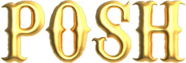 Beyaz arkaplanda izole edilmiş gösterişli altın metin, 3d görüntüleme