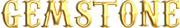 Gemstone altın metni beyaz arkaplanda izole edilmiş, 3D görüntüleme
