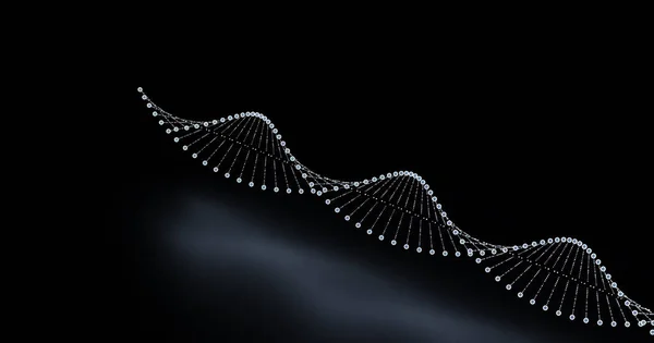 3d illustration. Rendered DNA molecules double helix models with black background.