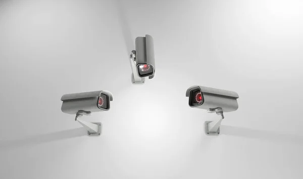 Иллюстрации Камеры Видеонаблюдения Стене Концепция Безопасности Наблюдения Защиты — стоковое фото