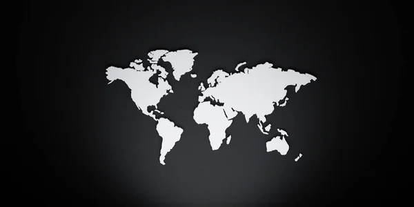 Mapa Del Mundo Colores Blancos Sobre Fondo Negro — Foto de Stock