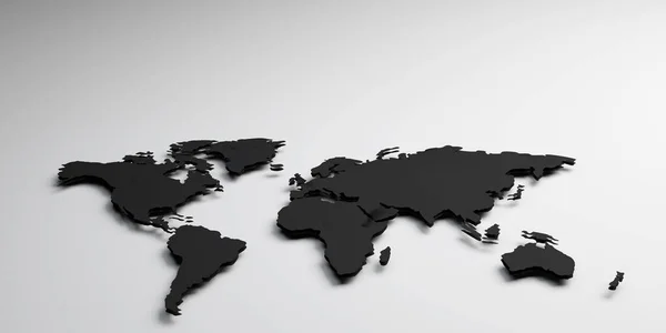 Mapa Del Mundo Colores Negros Sobre Fondo Blanco — Foto de Stock