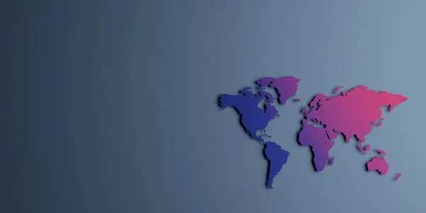 Mapa Del Mundo Colores Azul Rosa Sobre Fondo Azul — Foto de Stock