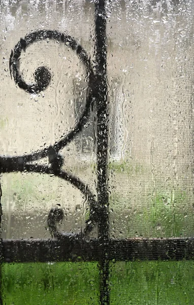 Heavy Rain Raindrops Flow Windows Apartment — Stock Photo, Image