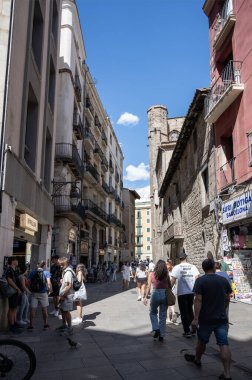 Barselona, Katalonya, İspanya - 28 Ağustos 2023: Barcelona 'nın mimarisi ve simgesi