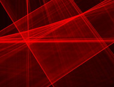 Siyah arkaplanda ışıkla çizilmiş soyut kırmızı çizgiler. Lazer hatları